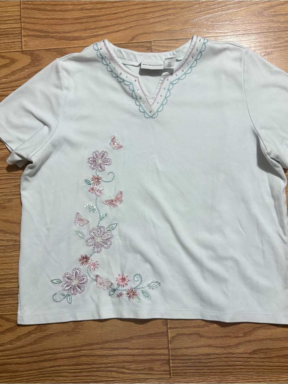 Vintage Alfred Dunner Floral Embroidered Beaded Top Women’s XL Grannycore